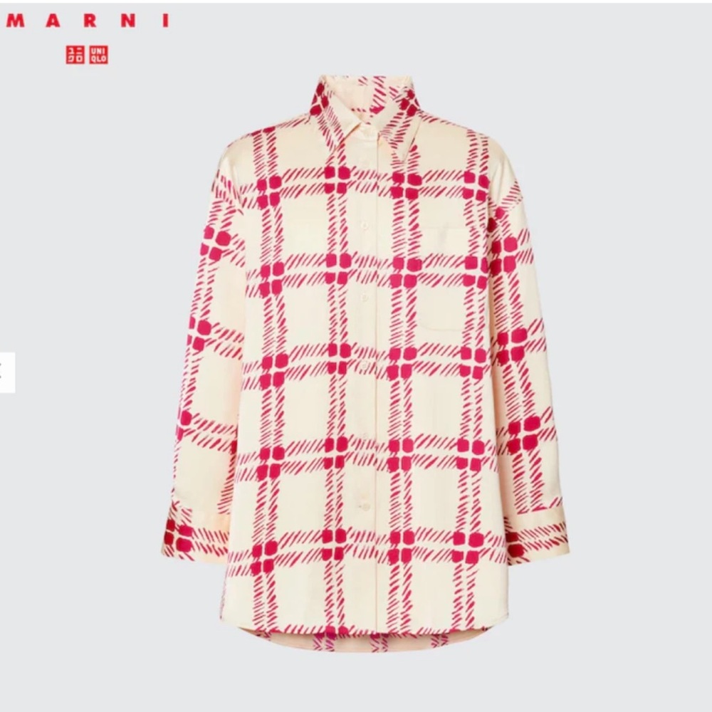 Uniqlo x Marni collaboration oversized satin shirt. Size S. NEW